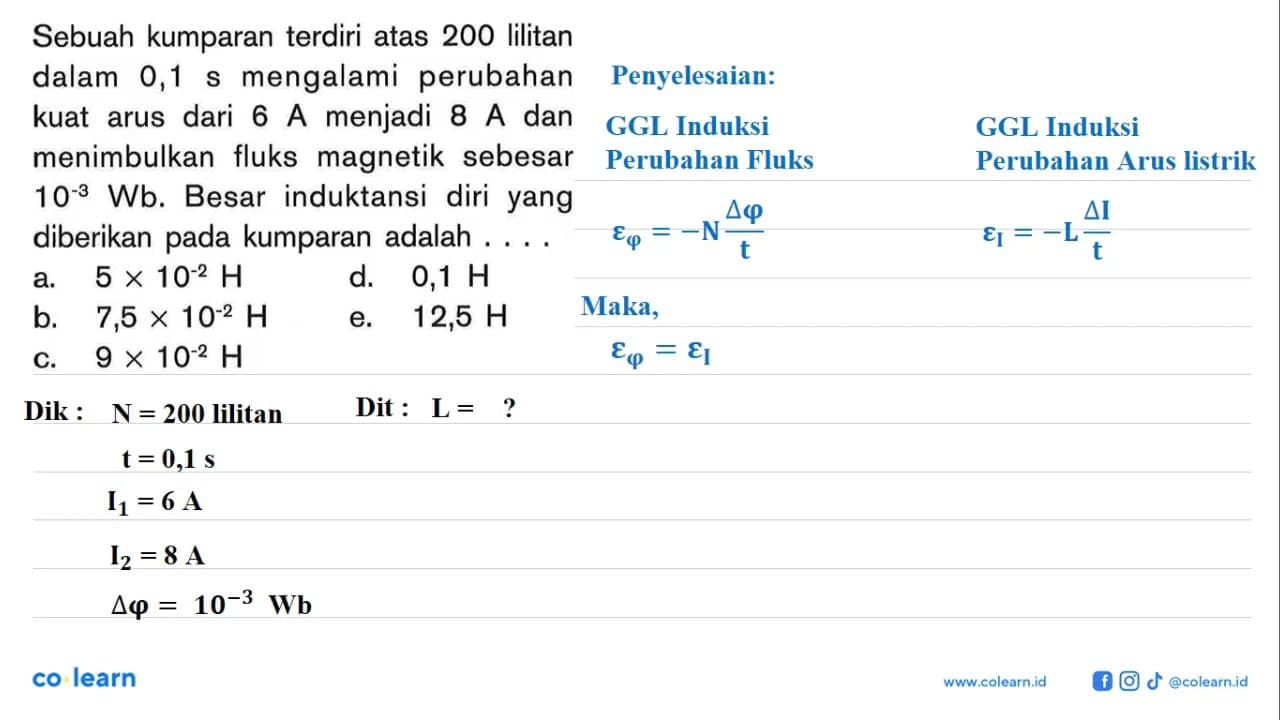 Sebuah kumparan terdiri atas 200 lilitan dalam 0,1 s