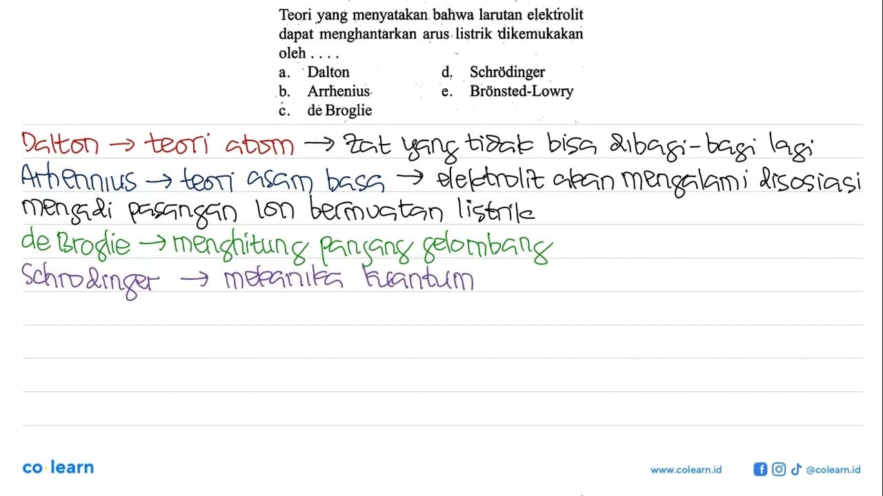 Teori yang menyatakan bahwa larutan elektrolit dapat