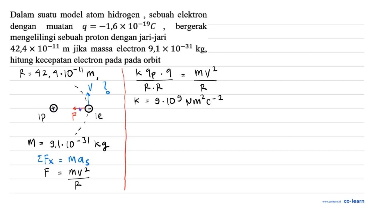 Dalam suatu model atom hidrogen, sebuah elektron dengan