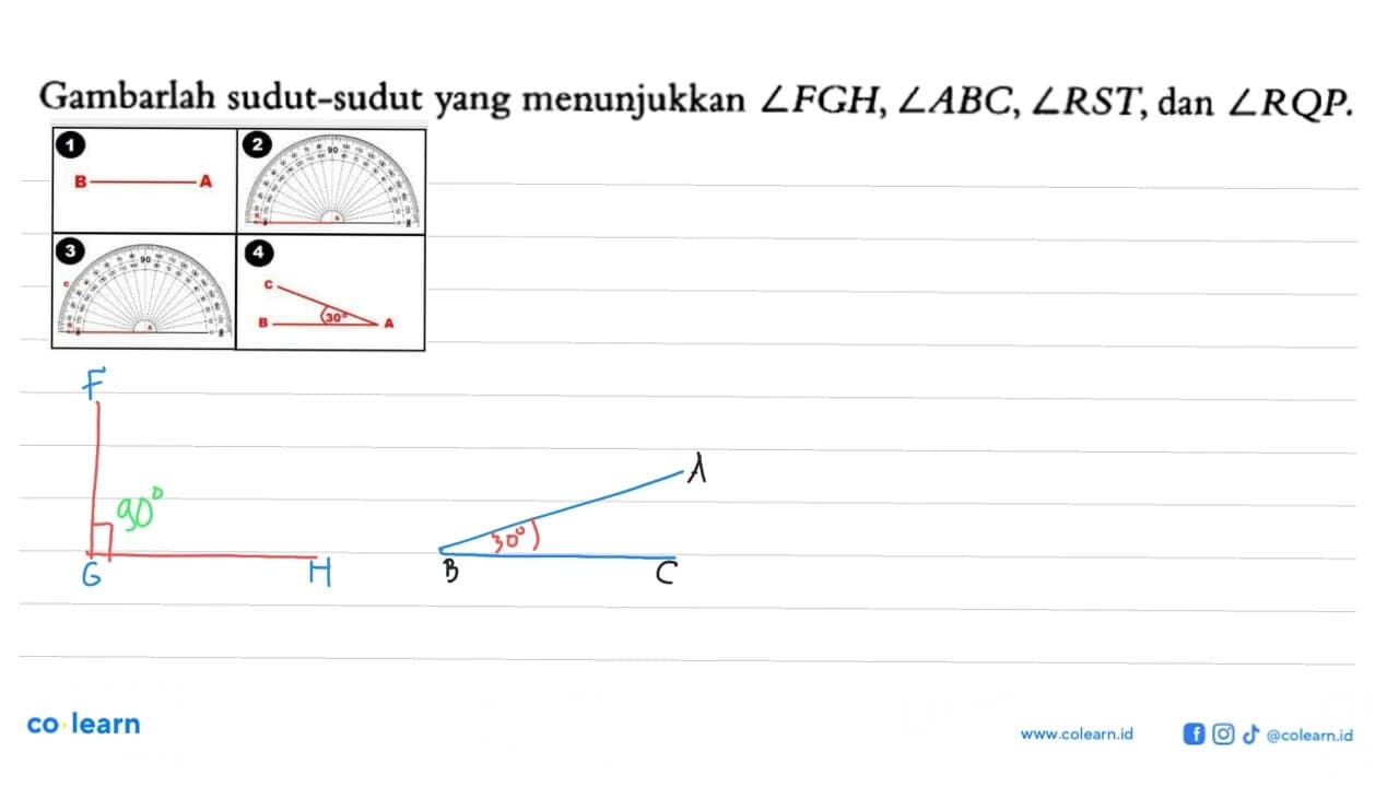 Gambarlah sudut-sudut yang menunjukkan sudut FGH, sudut