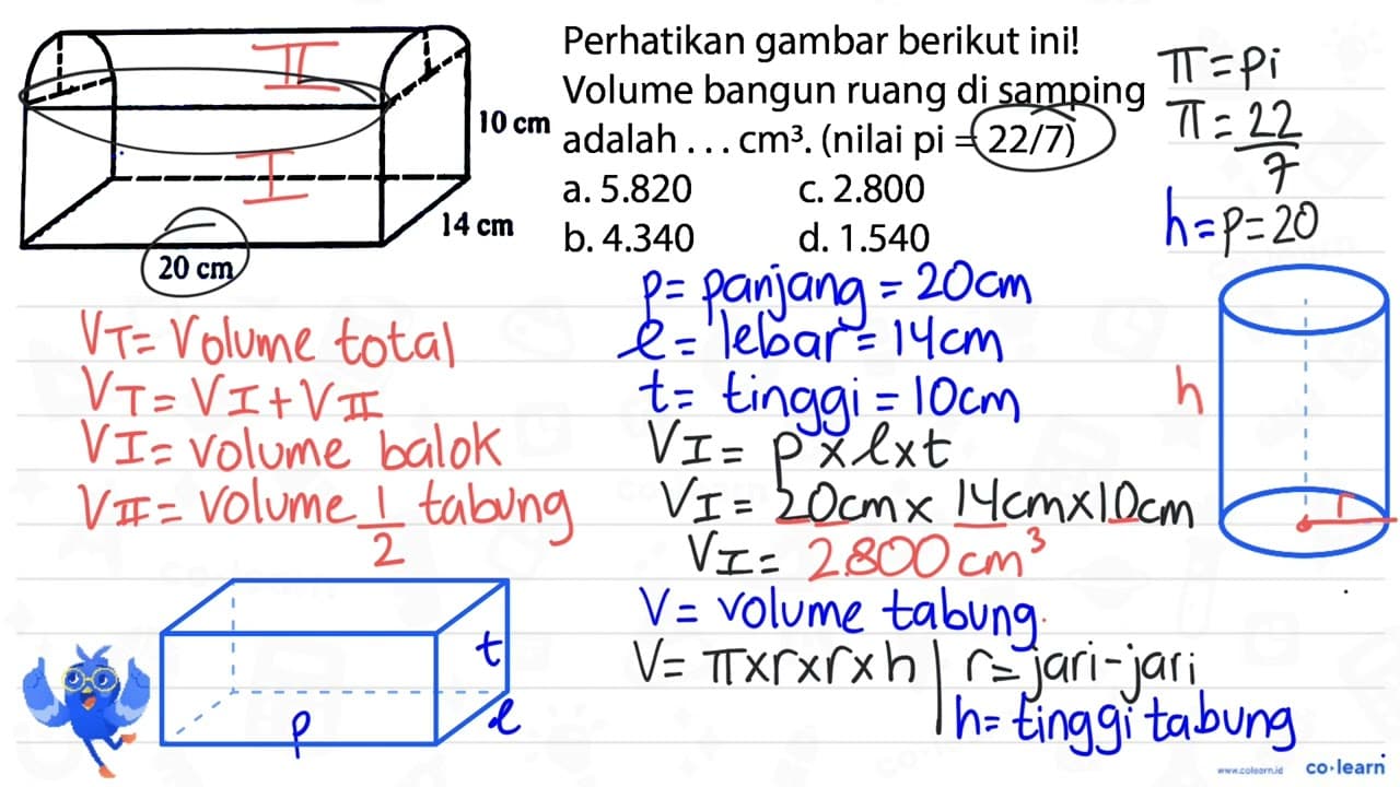 Perhatikan gambar berikut ini! Volume bangun ruang di