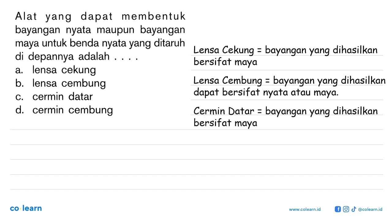 Alat yang dapat membentuk bayangan nyata maupun bayangan