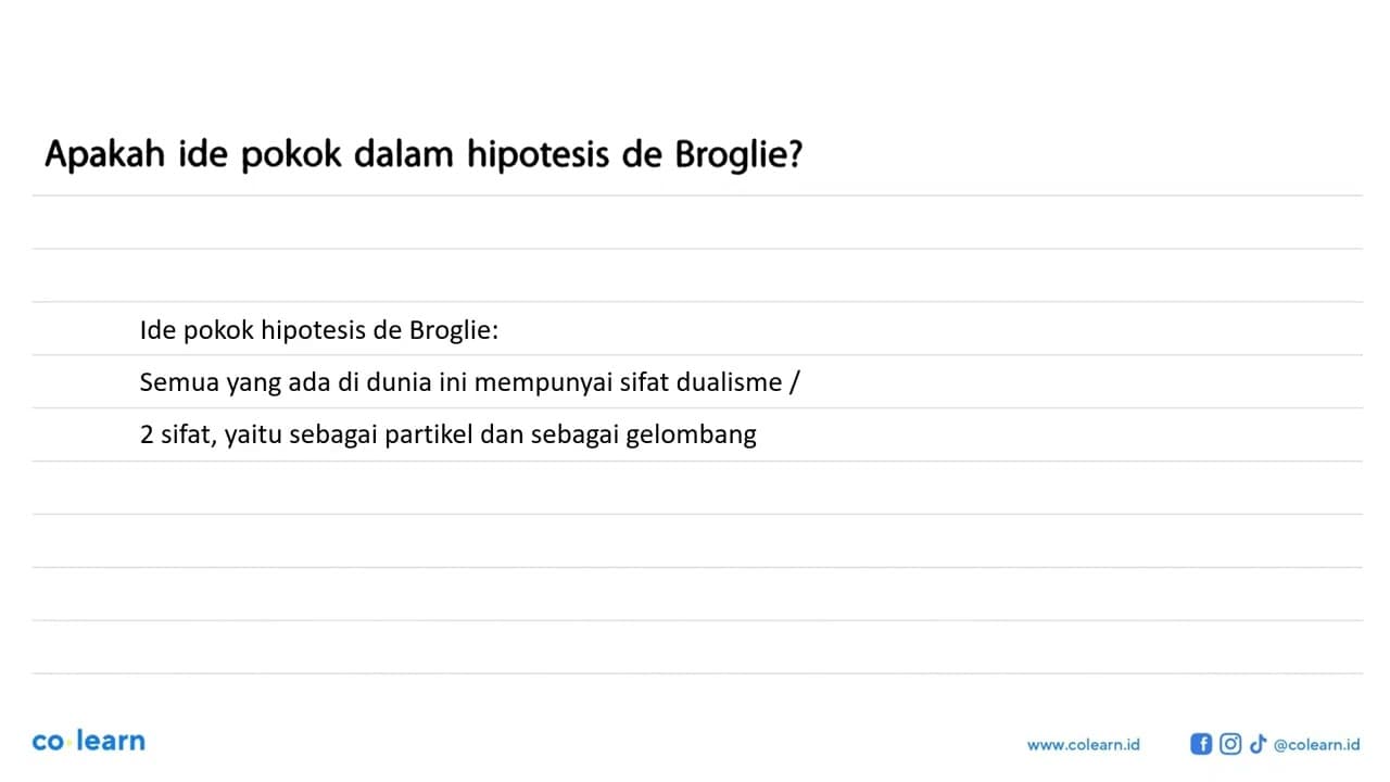 Apakah ide pokok dalam hipotesis de Broglie?