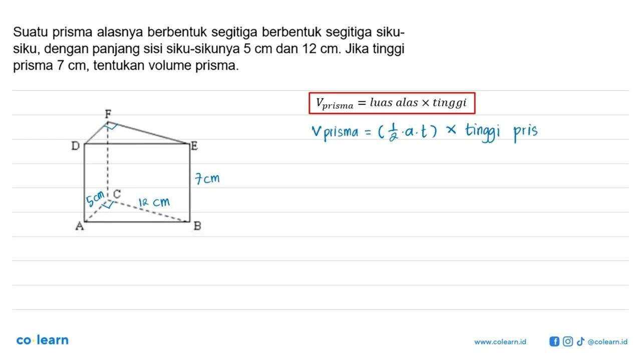 Suatu prisma alasnya berbentuk segitiga berbentuk segitiga