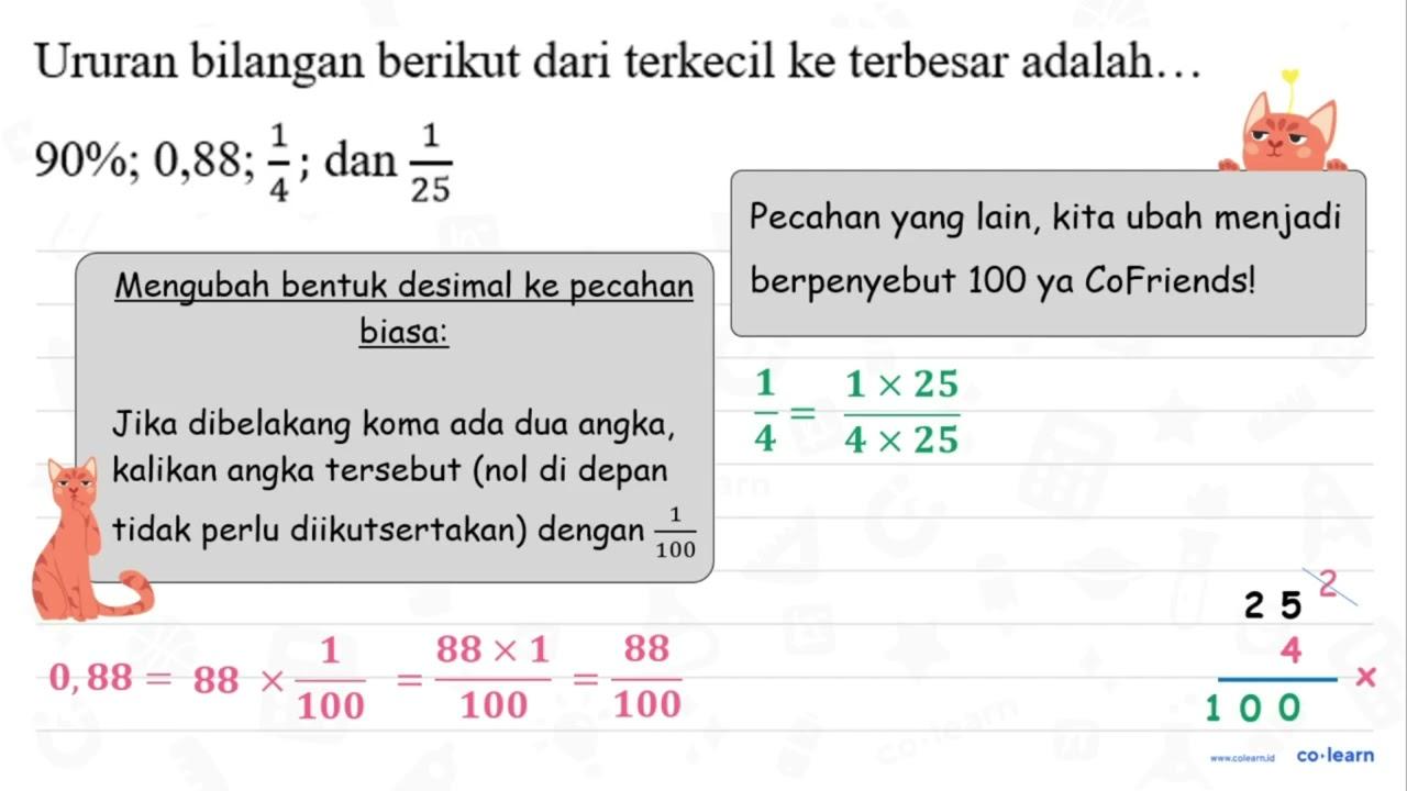 Urutan bilangan berikut dari terkecil ke terbesar adalah