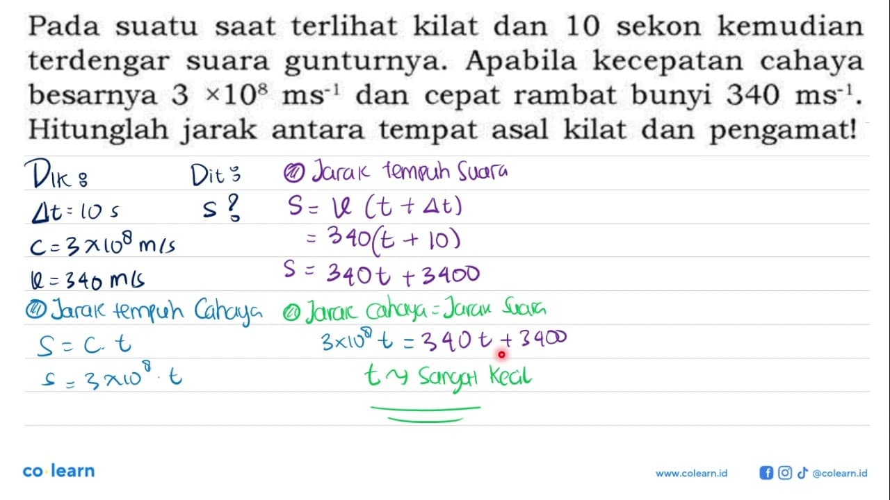 Pada suatu saat terlihat kilat dan 10 sekon kemudian