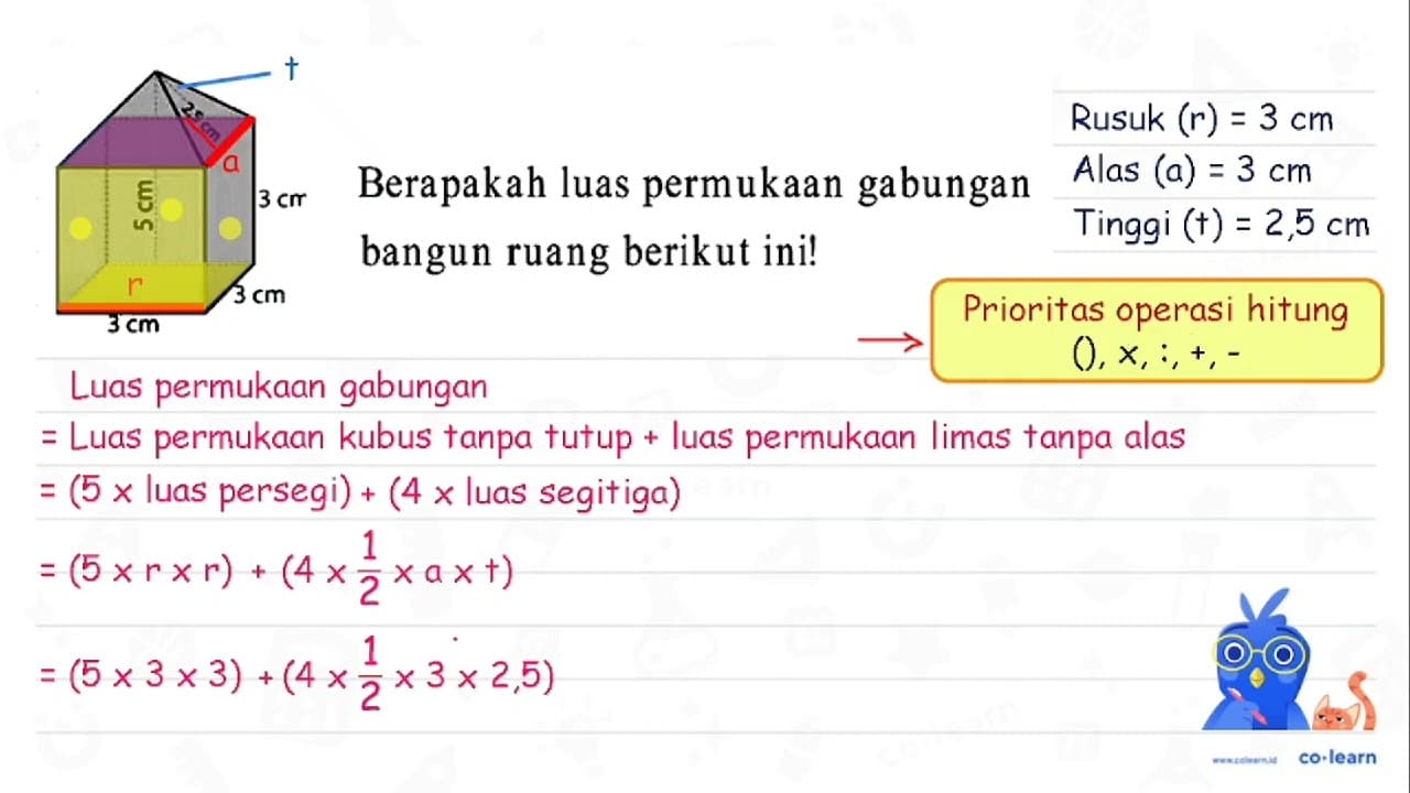 Berapakah luas permukaan gabungan bangun ruang berikut ini!