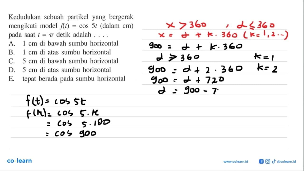 Kedudukan sebuah partikel yang bergerak mengikuti model