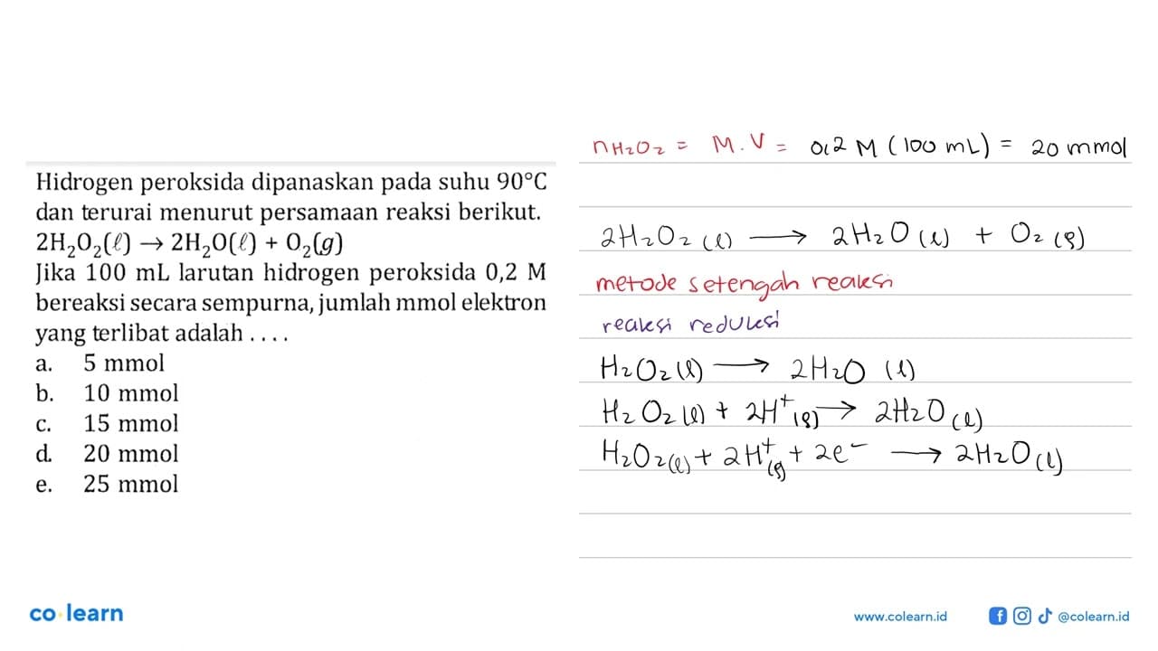 Hidrogen peroksida sipanaskan pada suhu 90 C dan terurai