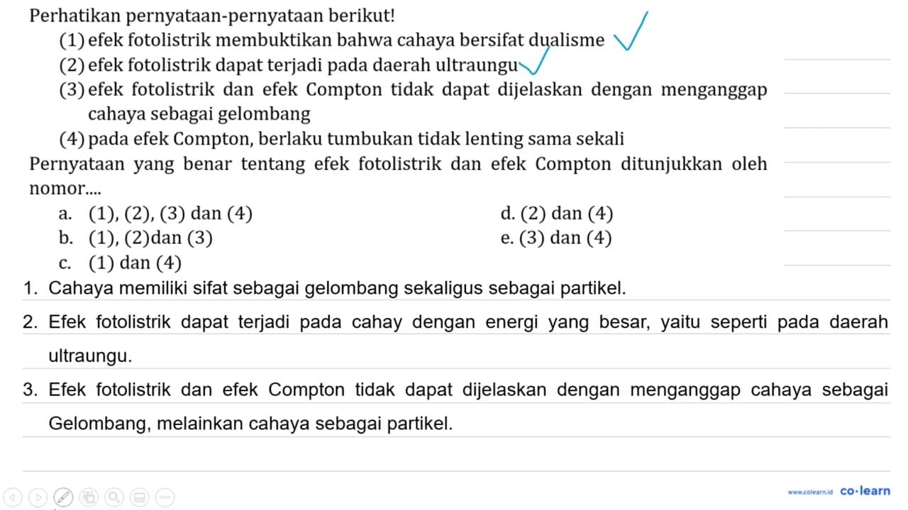 Perhatikan pernyatAn-pernyatAn berikut! (1) efek