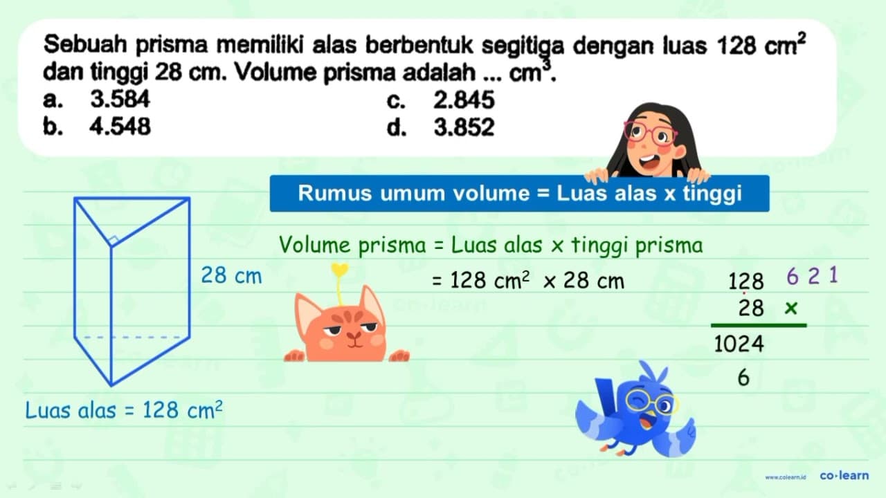 Sebuah prisma memiliki alas berbentuk segitiga dengan luas