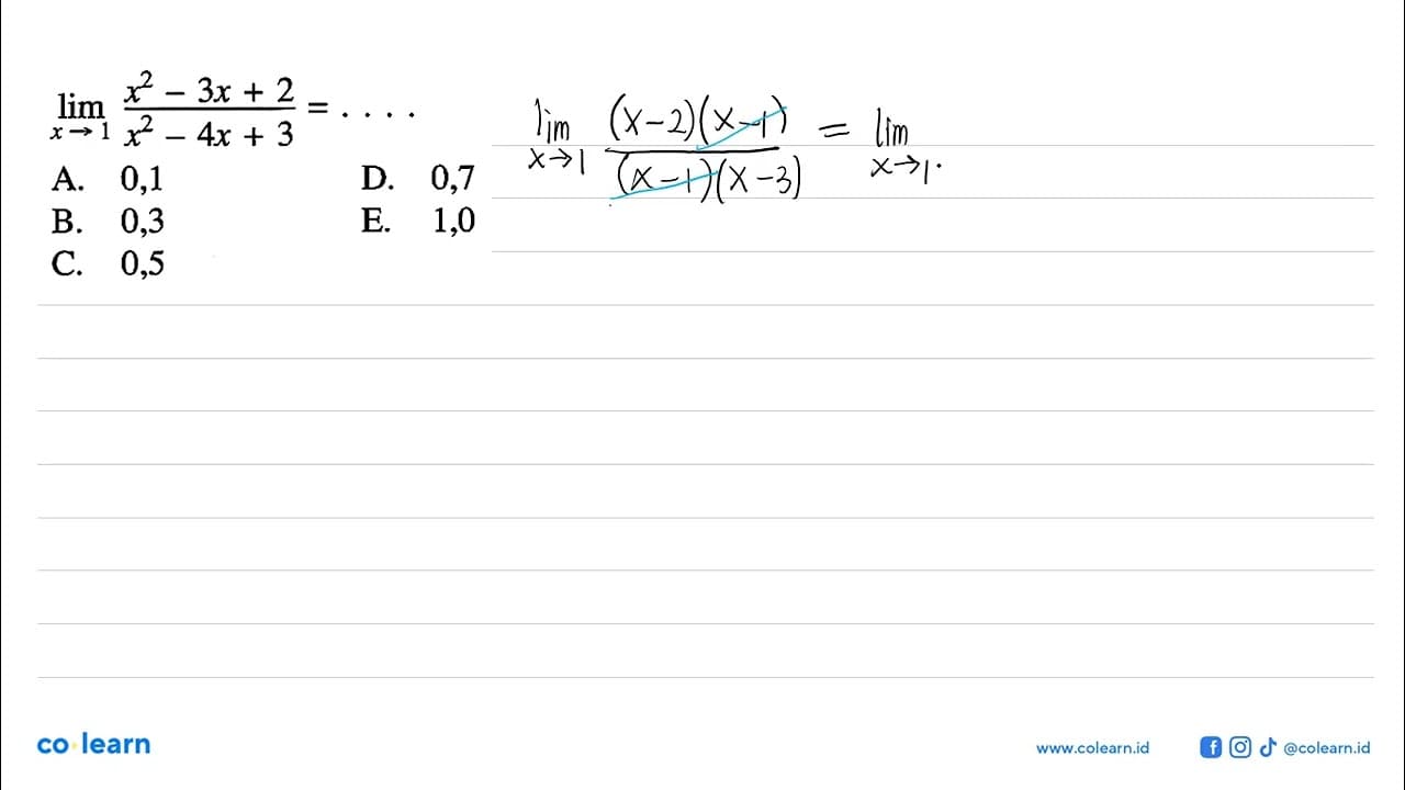 lim x->1 (x^2-3x+2)/(x^2-4x+3)=...