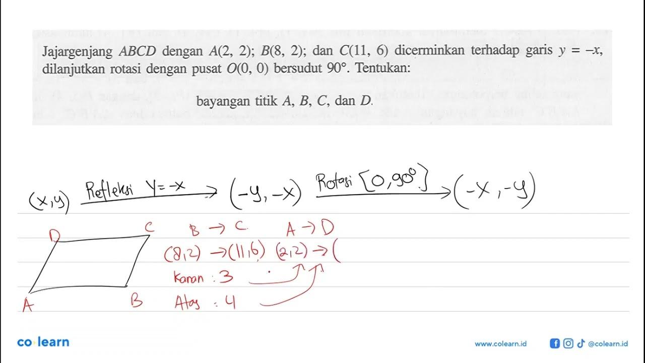 Jajargenjang ABCD dengan A(2,2); B(8,2); dan C(11,6)