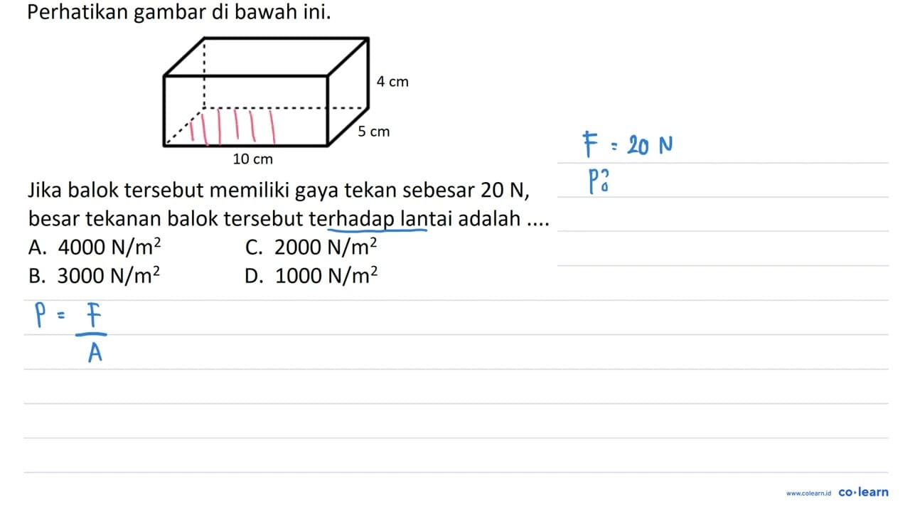 Perhatikan gambar di bawah ini. Jika balok tersebut