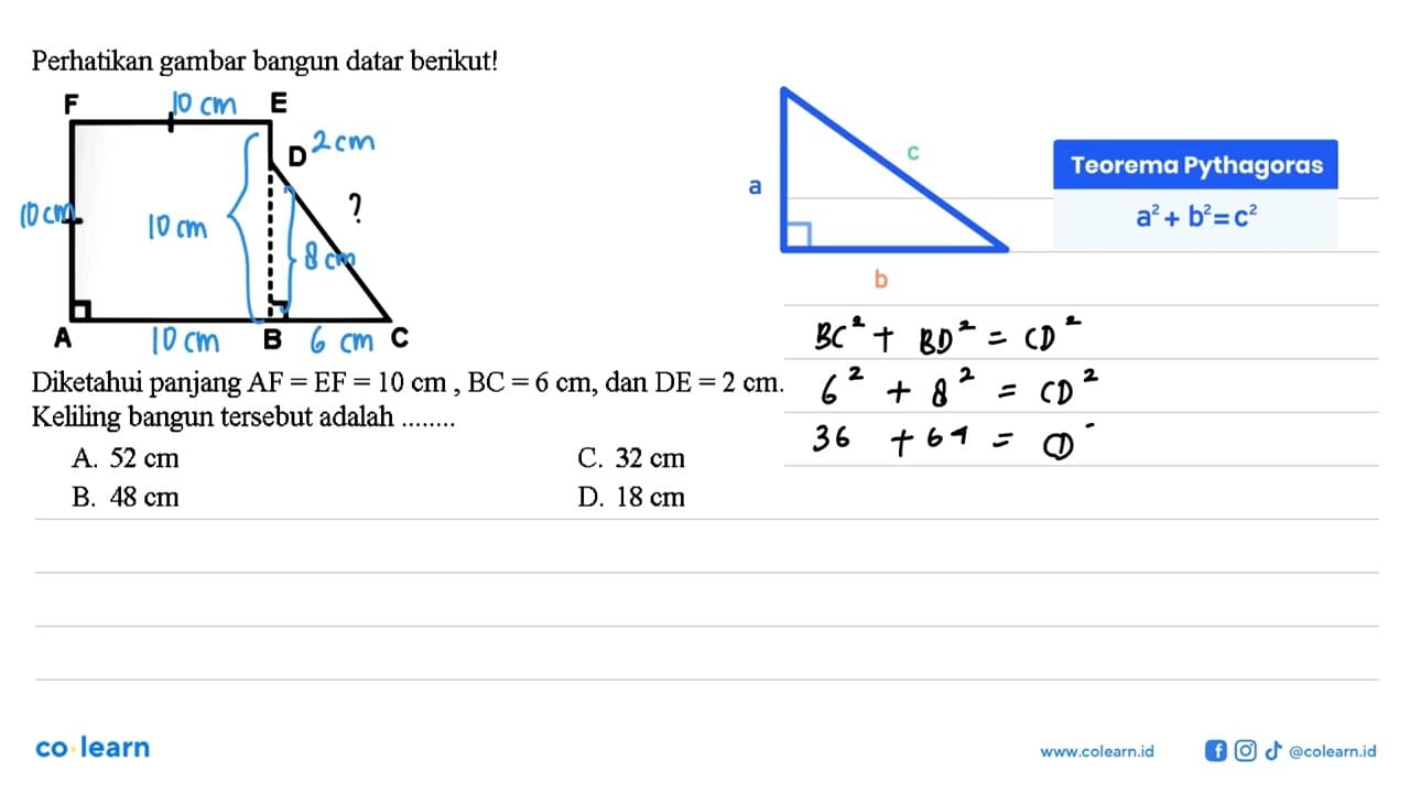 Perhatikan gambar bangun datar berikut! A B C D E F