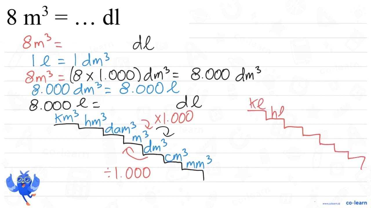 8 m^3 = ... dl