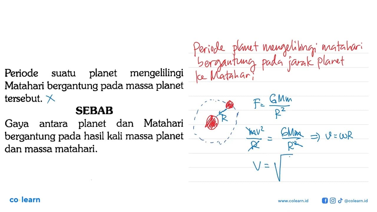 Periode suatu planet mengelilingi Matahari bergantung pada