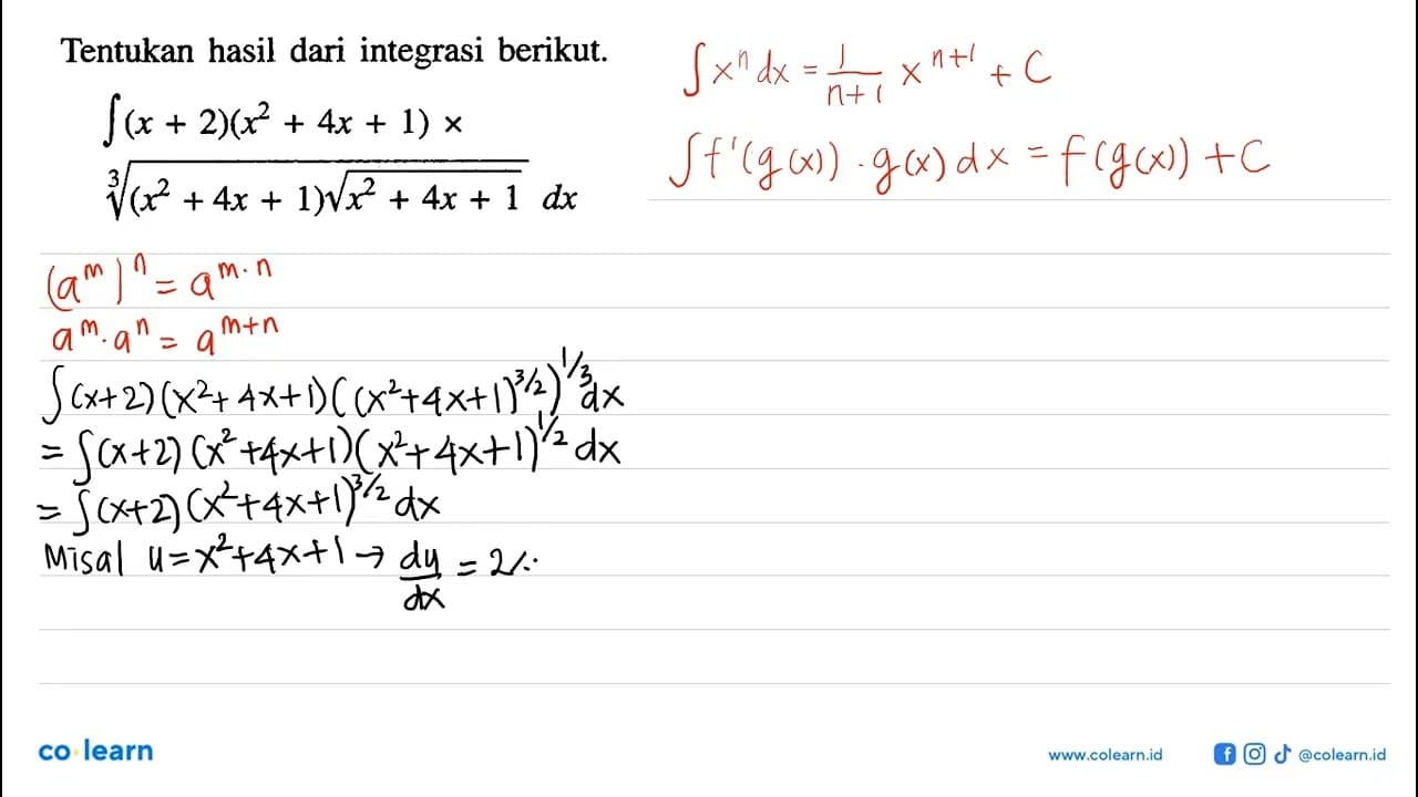 Tentukan hasil dari integrasi