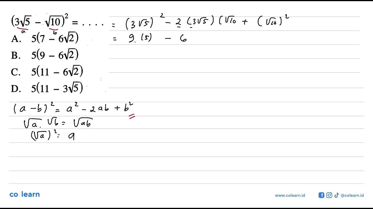 (3 5^(1/2) - 10^(1/2))^(1/2) = . . . .