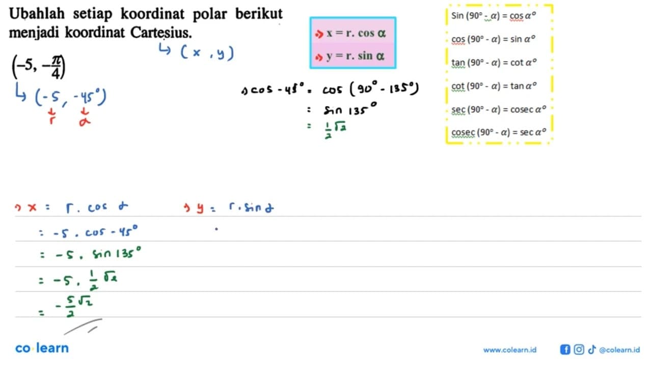 Ubahlah setiap koordinat polar berikut menjadi koordinat