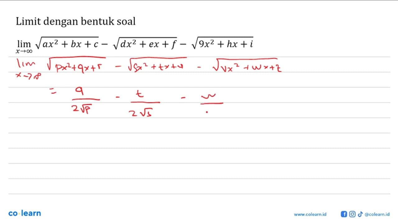 Limit dengan bentuk soal lim x -> tak hingga