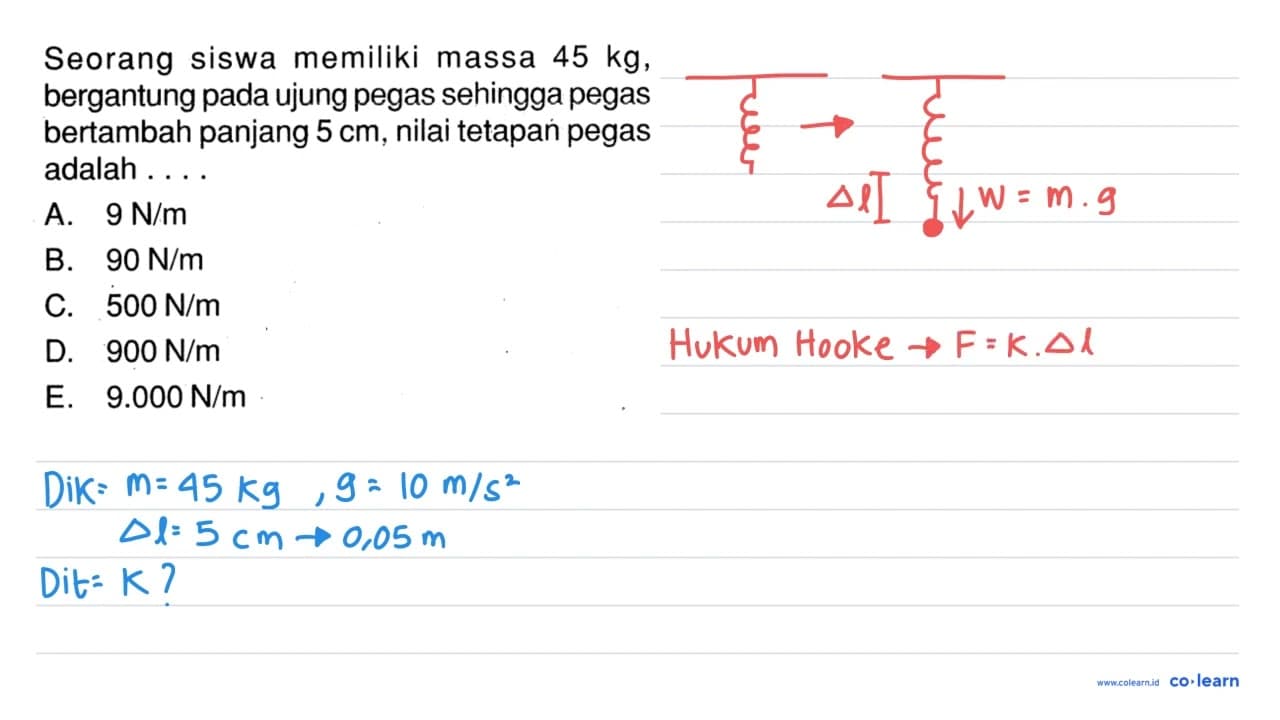 Seorang siswa memiliki massa 45 kg, bergantung pada ujung