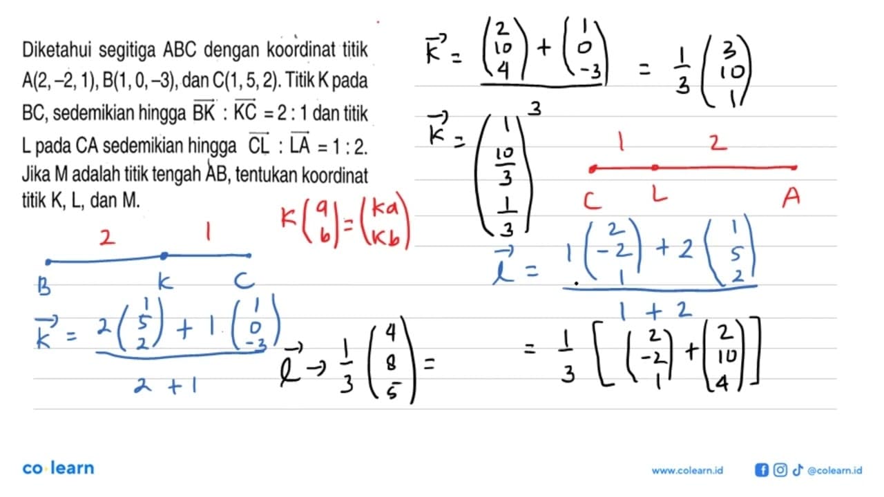 Diketahui segitiga ABC dengan koordinat titik A(2,-2,1),