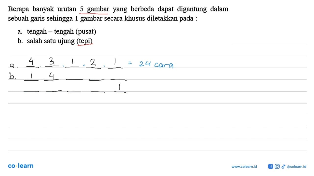 Berapa banyak urutan 5 gambar yang berbeda dapat digantung