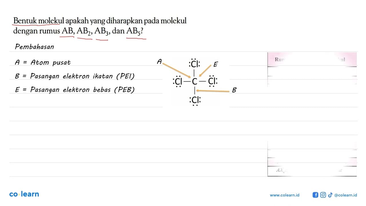 Bentuk molekul apakah yang diharapkan pada molekul dengan