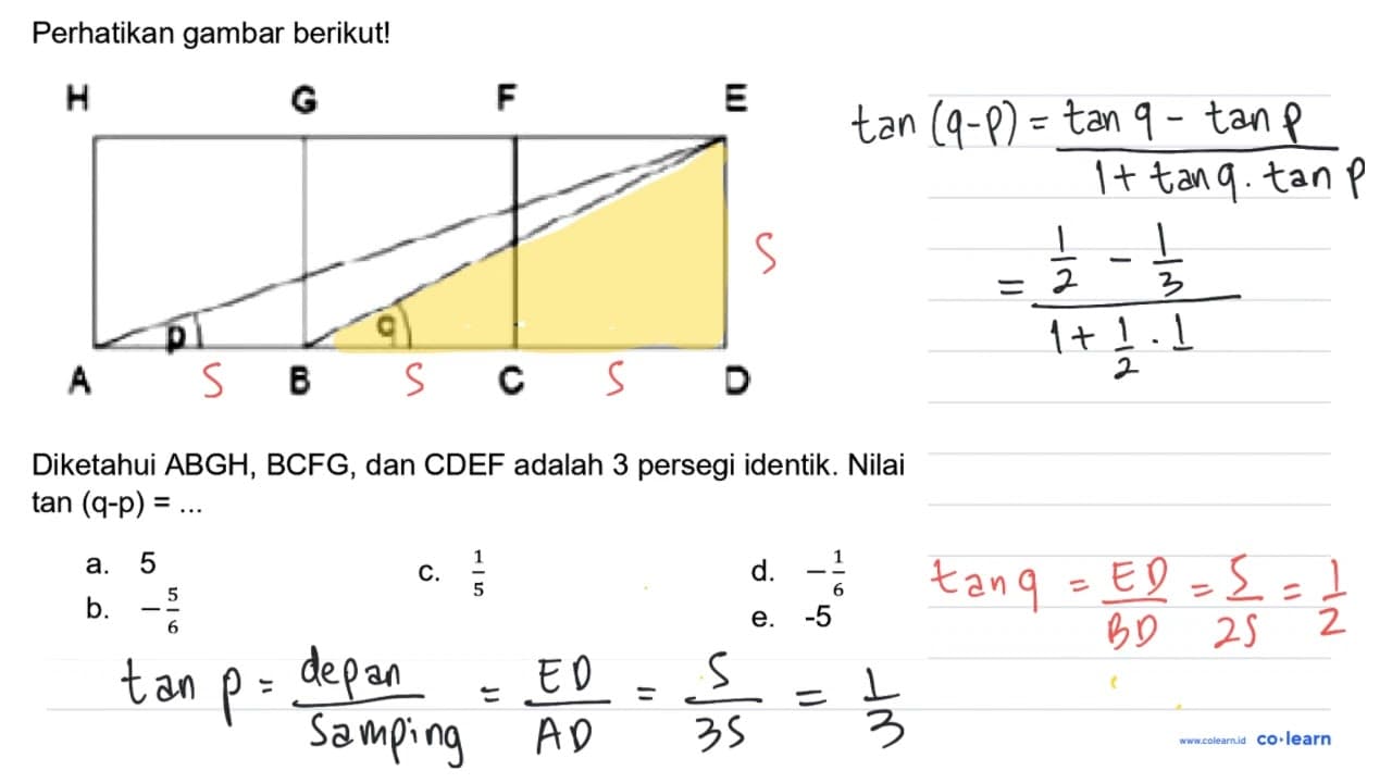 Perhatikan gambar berikut! Diketahui ABGH, BCFG , dan CDEF