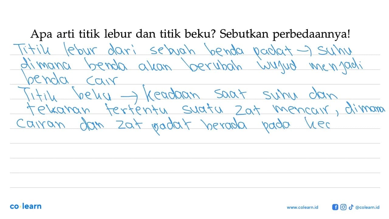 Apa arti titik lebur dan titik beku? Sebutkan perbedaannya!