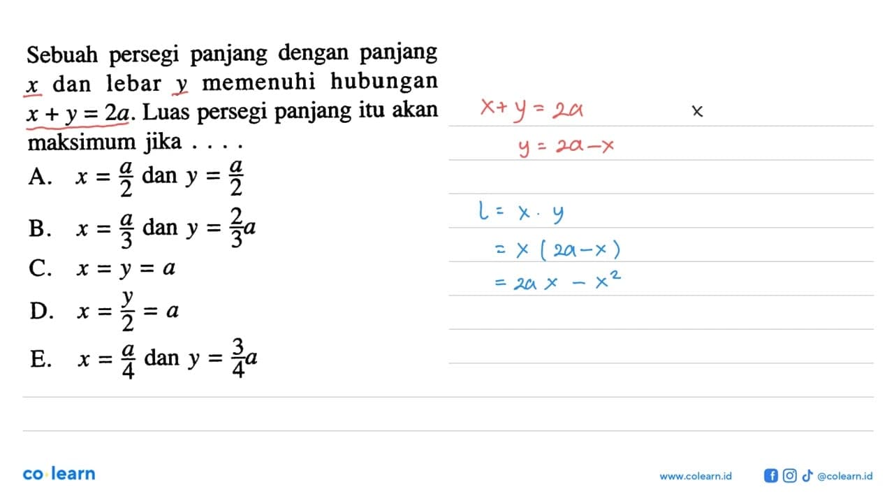 Sebuah persegi panjang dengan panjang x dan lebar y