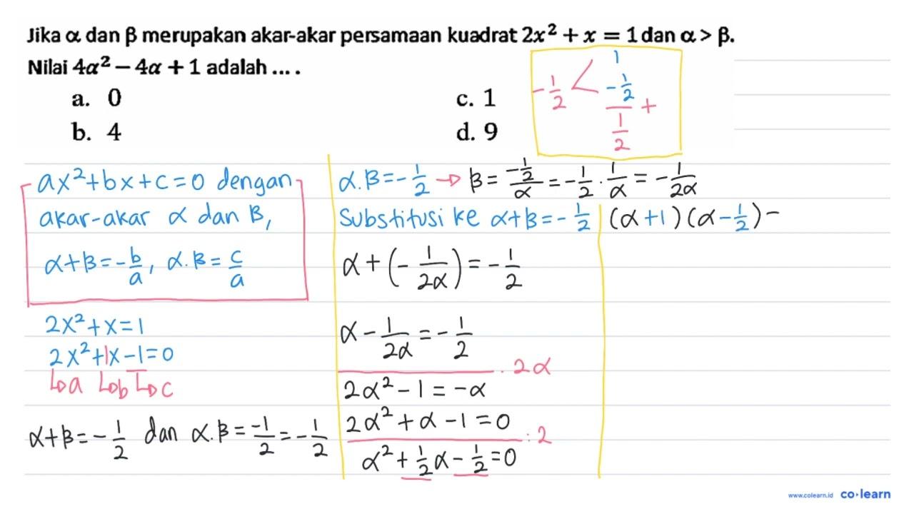 Jika a dan b merupakan akar-akar persamaan kuadrat 2