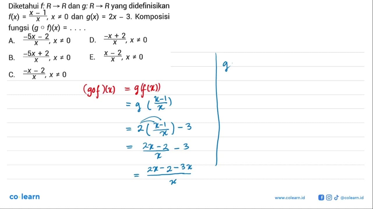 Diketahui f:R->R dan g:R->R yang didefinisikan