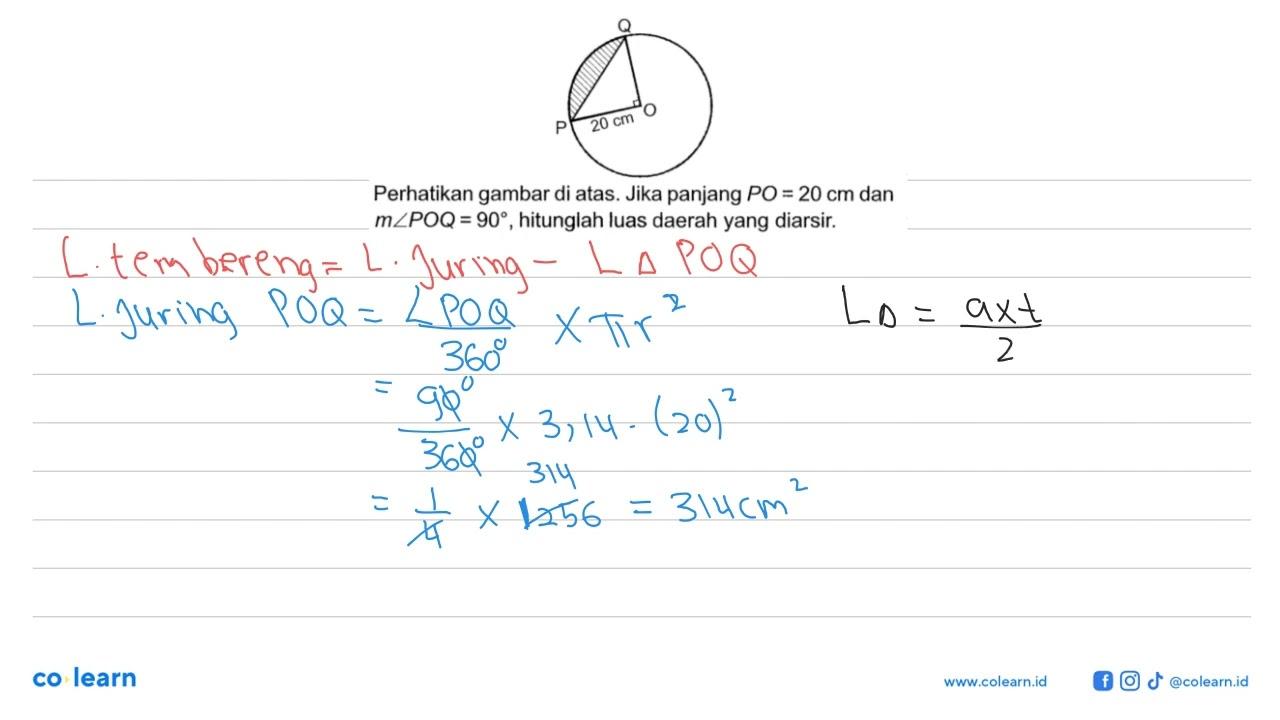 Perhatikan gambar di atas. Jika panjang PO=20 cm dan m