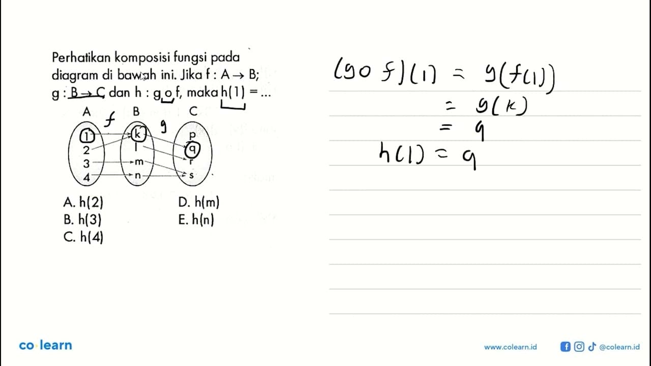 Perhatikan komposisi fungsi pada diagram di bawah ini. Jika