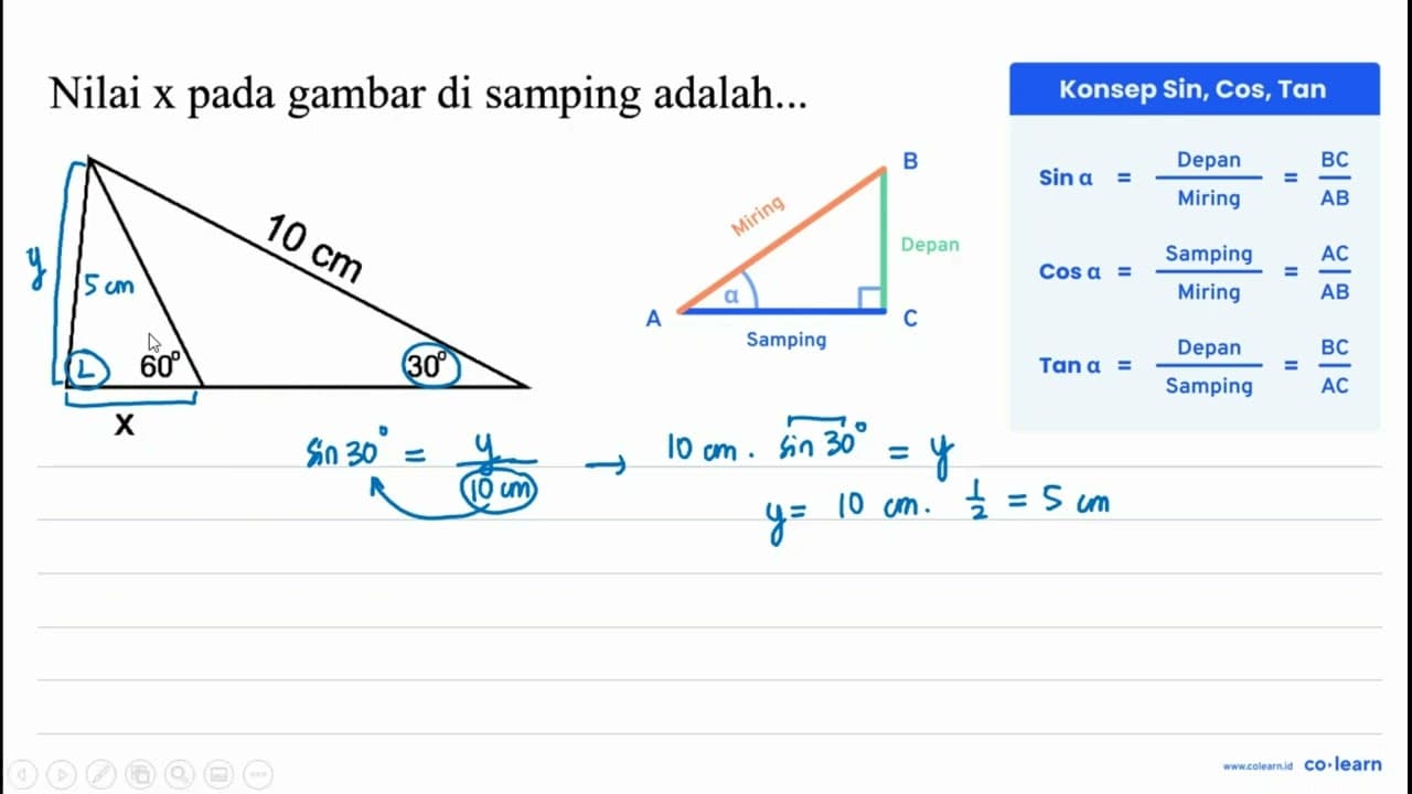 Nilai x pada gambar di samping adalah...