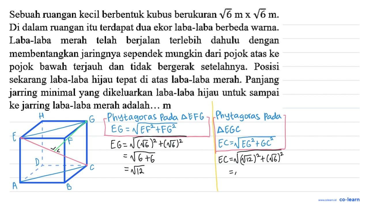 Sebuah ruangan kecil berbentuk kubus berukuran akar(6) m x