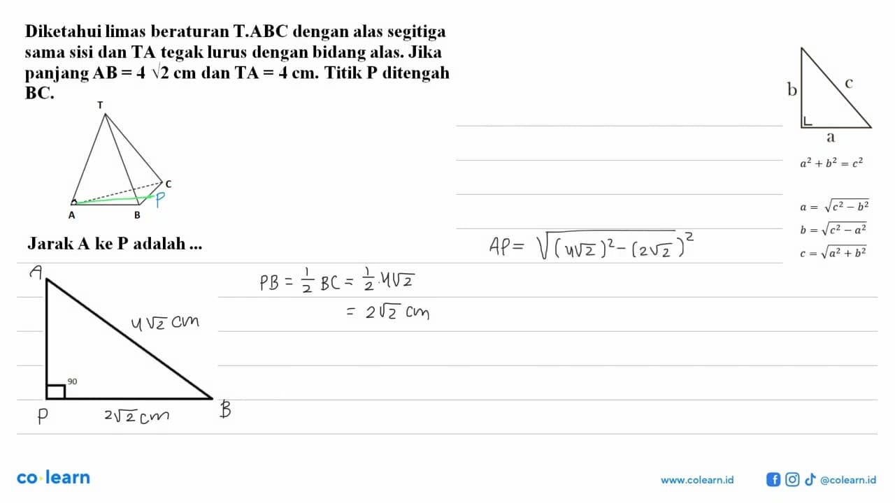 Diketahui limas beraturan T.ABC dengan alas segitiga sama