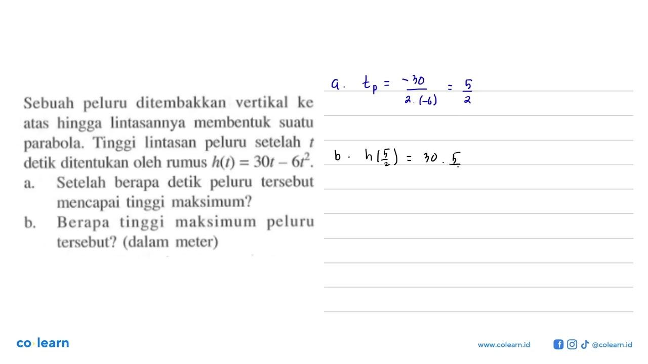 Sebuah peluru ditembakkan vertikal ke atas hingga