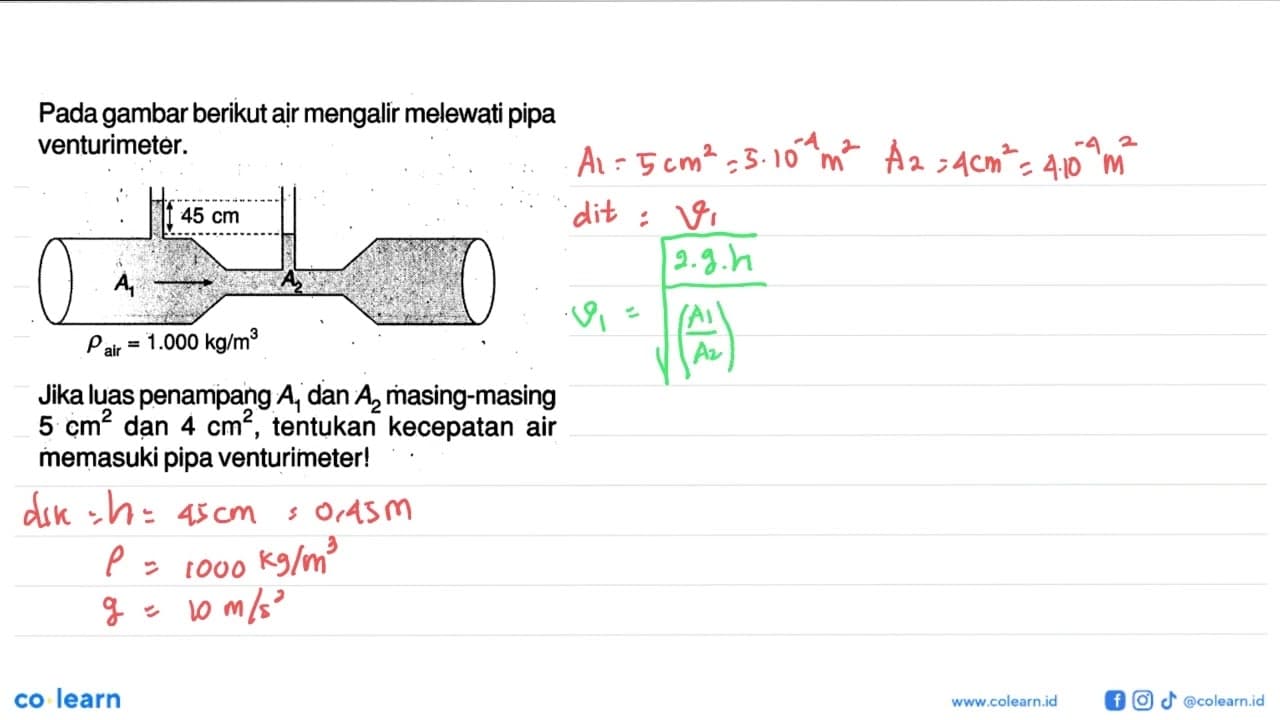 Pada gambar berikut air mengalir melewati pipa