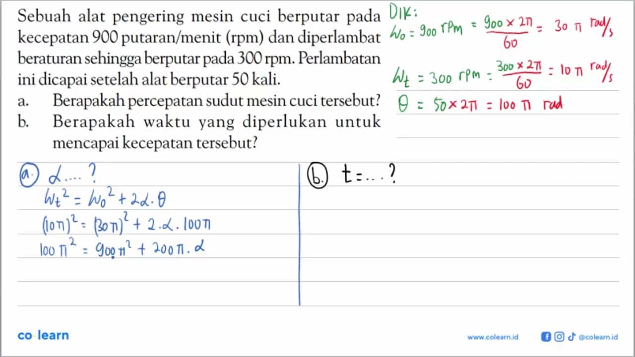 Sebuah alat pengering mesin cuci berputar pada kecepatan