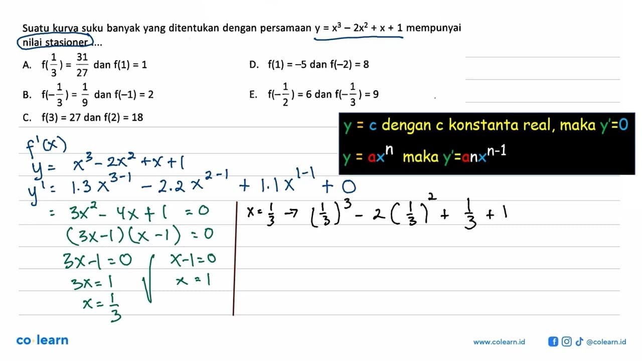 Suatu kurva suku banyak yang ditentukan dengan persamaan