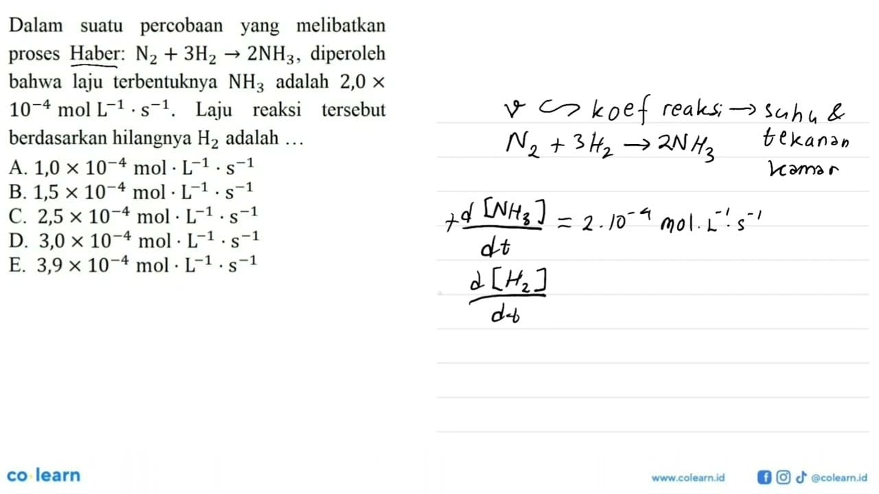 Dalam suatu percobaan yang melibatkan proses Haber: N2 +