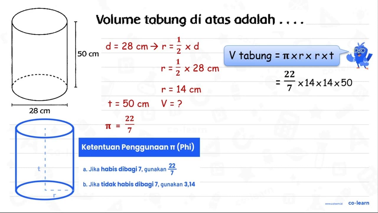 Volume tabung di atas adalah .... 50 cm 28 cm