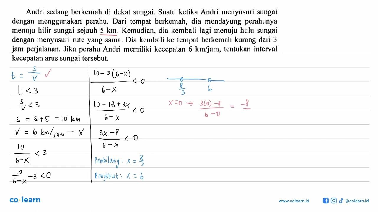 Andri sedang berkemah di dekat sungai. Suatu ketika Andri