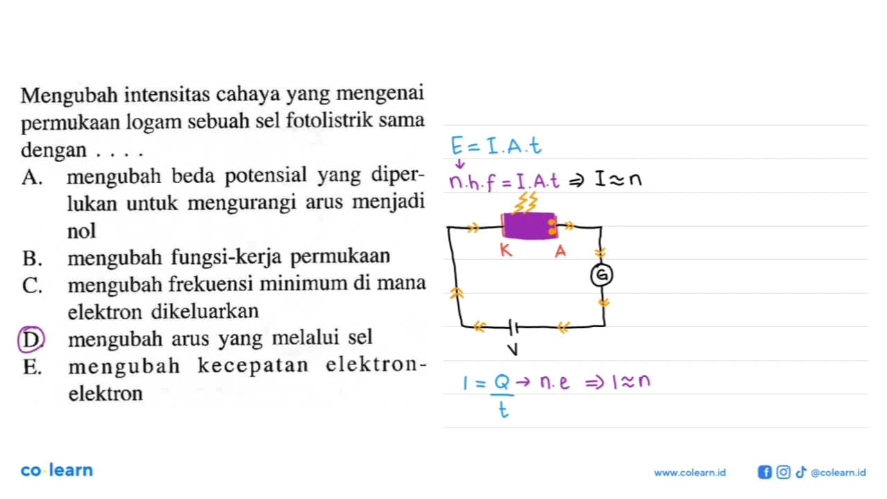 Mengubah intensitas cahaya yang mengenai permukaan logam