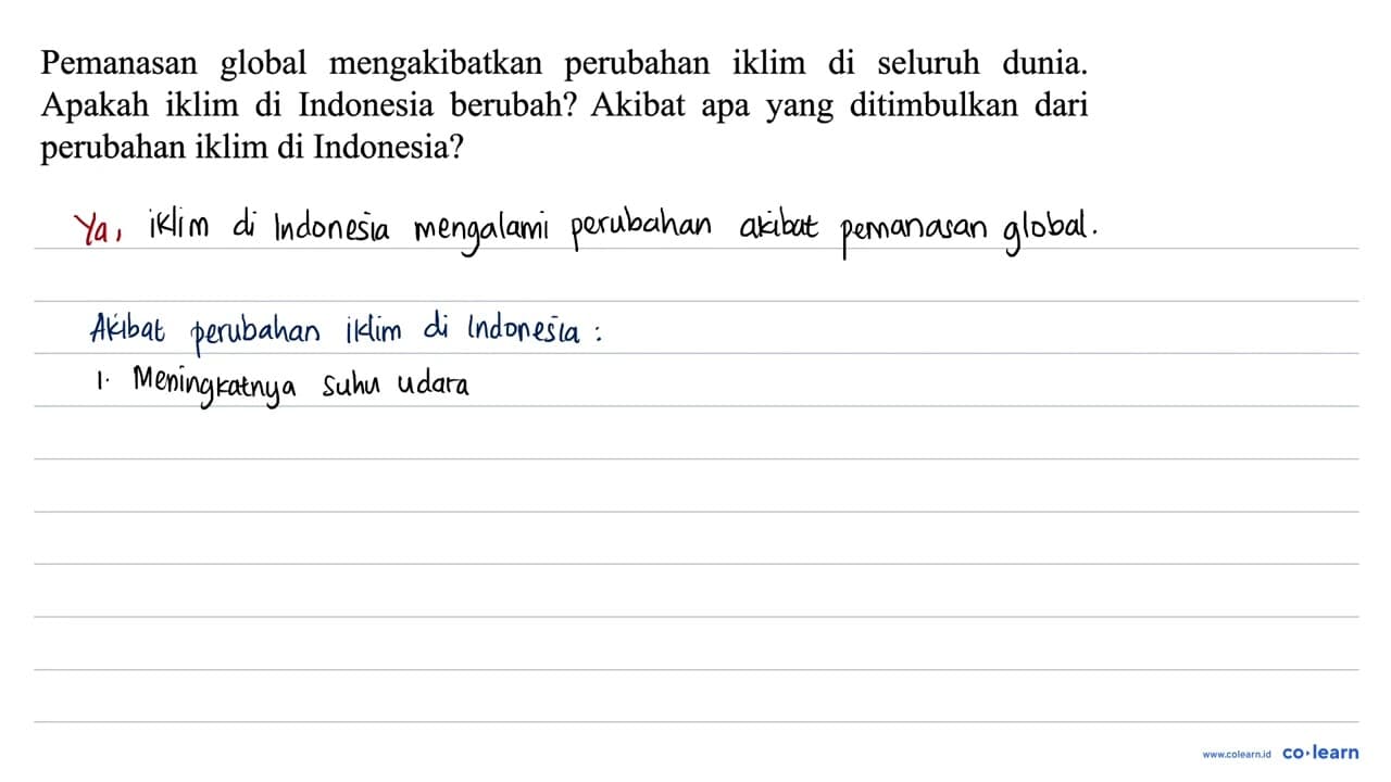 Pemanasan global mengakibatkan perubahan iklim di seluruh