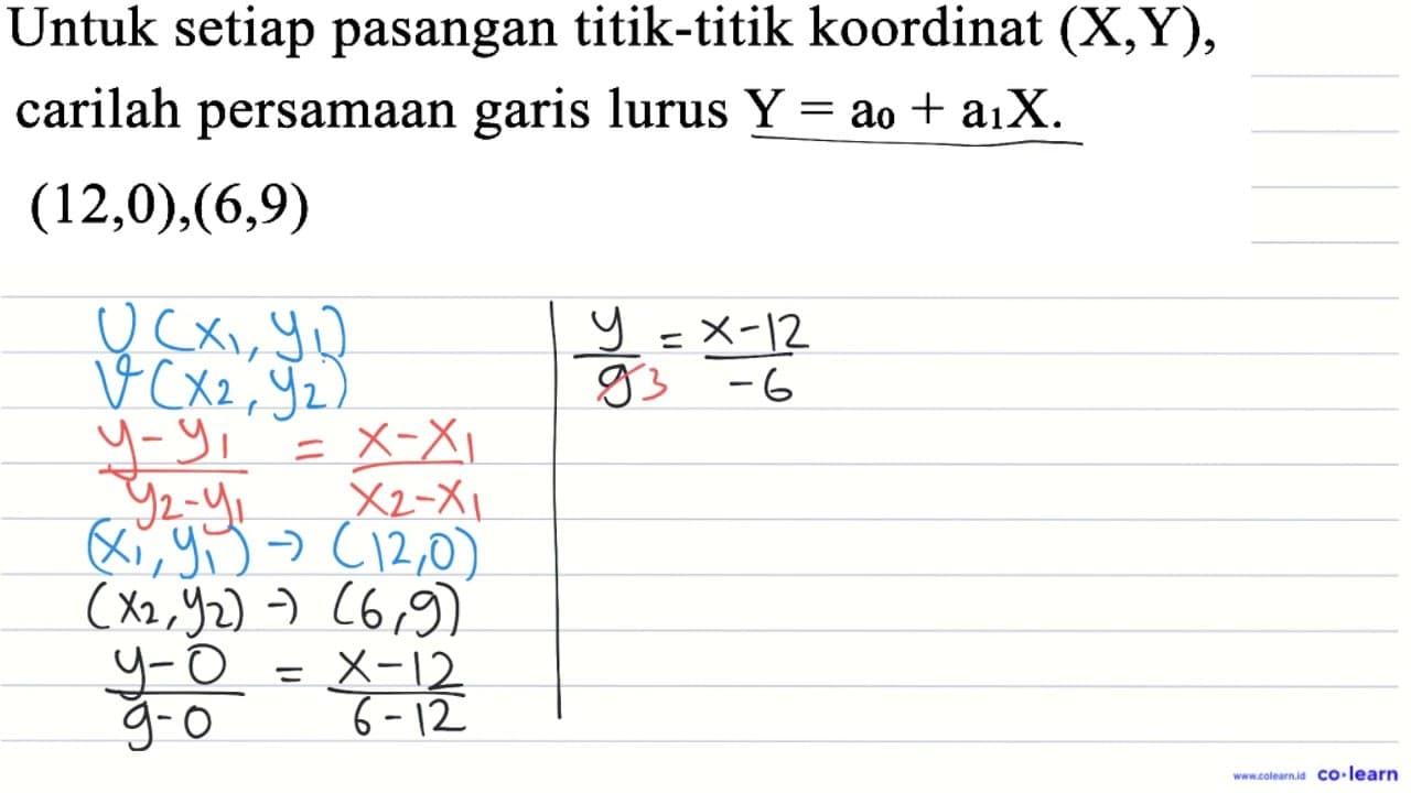 Untuk setiap pasangan titik-titik koordinat (X,Y), carilah