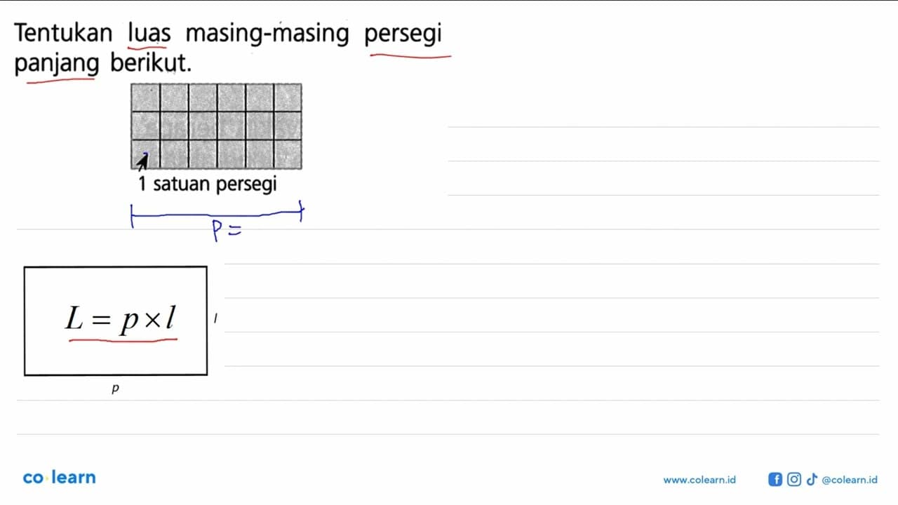 Tentukan luas masing-masing persegi panjang berikut. 1